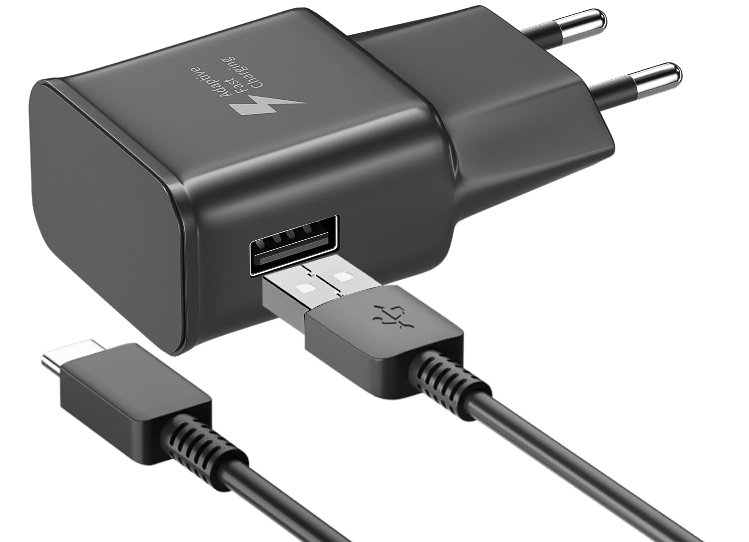 15W Tipo C Caricabatterie per Samsung Galaxy S10 S10e S10+ A15 A12 A51 A52 A55 A32 A35 A40 A50 A25 A22 5g A13 A14 S9 S8 Plus A54 A71 A70 M35 M15 Originale EP-TA200 Adaptive Fast Charging, Nero