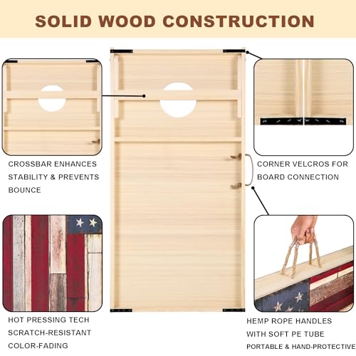 Image of Sportdo 4x2 ft Solid Wood Cornhole Set with 8 Bean Bags, Regulation Size Cornhole Board Set for Adults, Cornhole Game Set for Tailgate Backyard Toss Games Indoor&Outdoor Activities