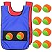 Gilet Appiccicosi - ZSWQ 12 pezzi giochi Dodgeball, tag giubbotti appiccicosi per bambini attività indoor e outdoor (blu, gilet rosso e 10 pezzi palla di spugna, colore palla casuale).