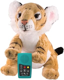 Bible for Young Children Collection + Soothing Sounds for Ages 3-7 MegaVoice Solar Powered Audio Bible Player with MircoSD Card Slot and Plush Tiger Wildlife Storyteller with Pocket for Player