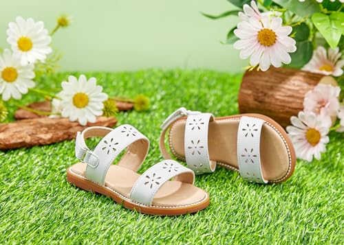 Image of PHIRAMIN Toddler Girl Sandals - Flower Girl Dress Shoes Open Toe Little Kid Flats