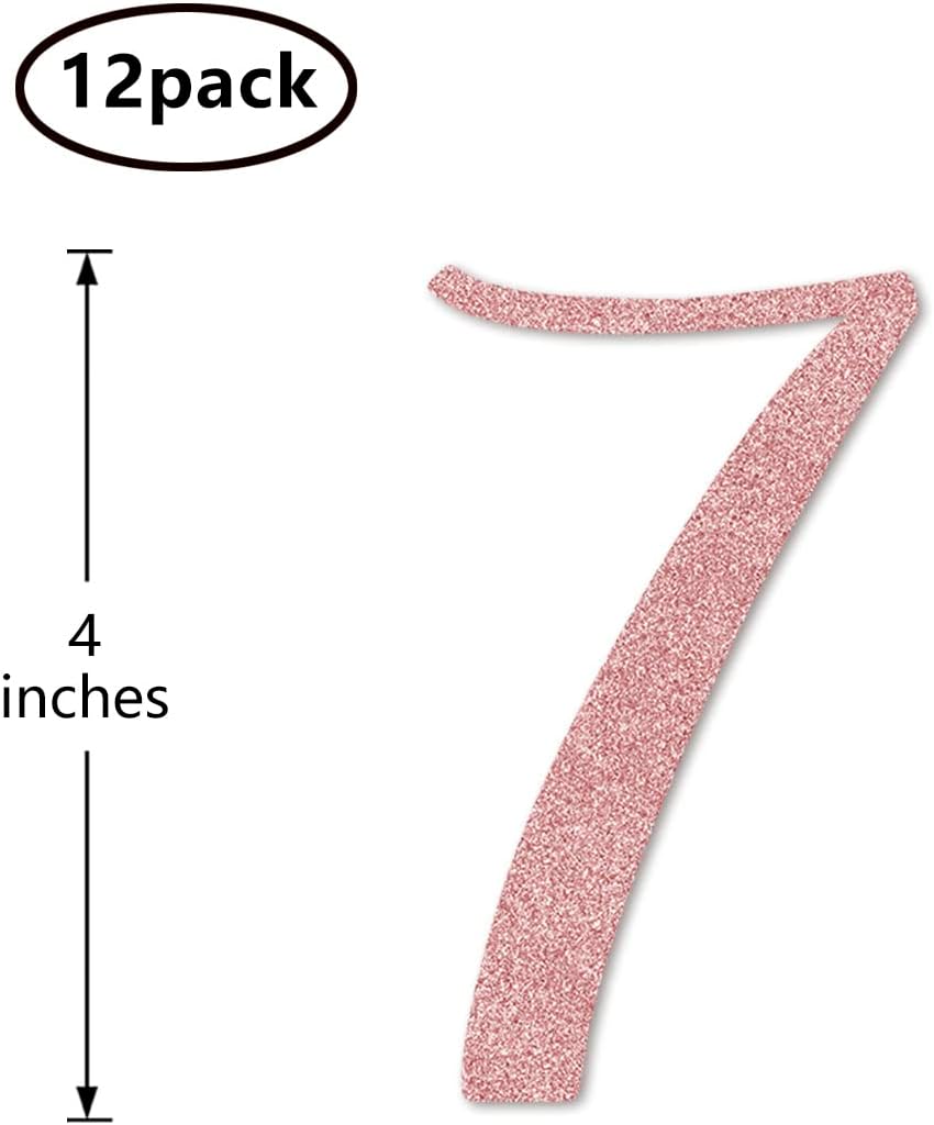 Rose Gold 7th Glitter Birthday Centerpiece Sticks, 12-Pack Number 7 Table Topper Anniversary Party Decorations - Image 2