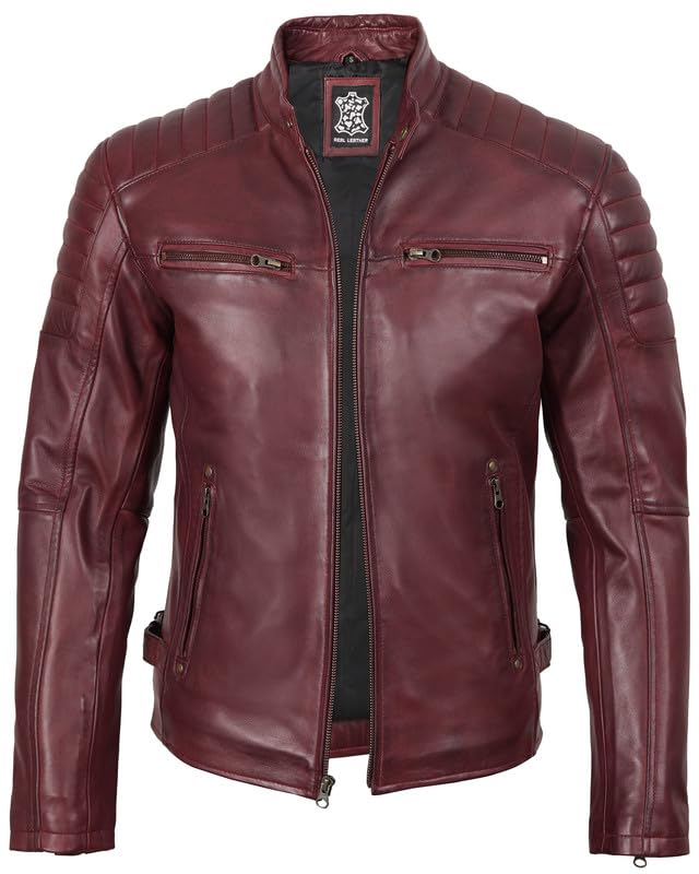 Image of Blingsoul Real Lambskin Leather Jacket Men - Cafe Racer Style Premium Men's Leather Jacket