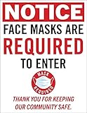 Notice - Face Masks are Required to Enter Poster - 10 Pack of Signs