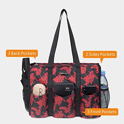 Image of TOPDesign Utility Water Resistant Tote Bag with 13 Pockets, Top Zipper Closure & Thick Bottom Support, for Working Women