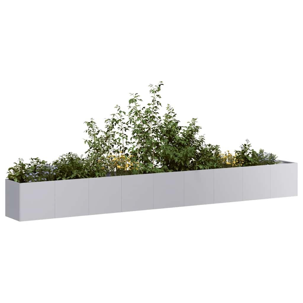 IKAYAA Raised Garden Bed Galvanised planter Bottomless Galvanised Steel Planter Box for Growing Outdoor Plants, Vegetables-galvanised steel-360 x 40 x 40 cm