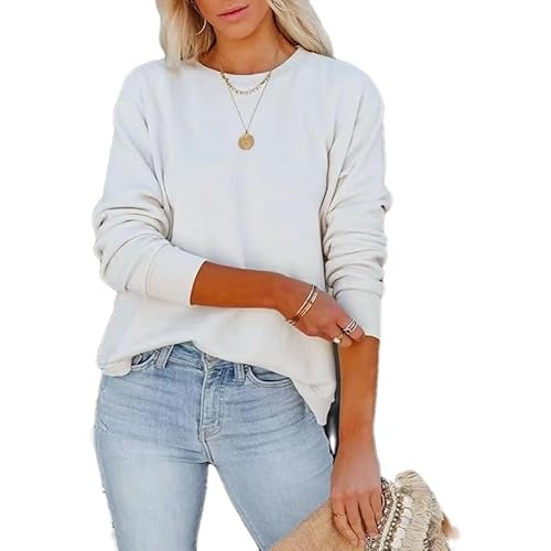 Pkabogbi Women's Casual Long Sleeve Crewneck Sweatshirt Loose Flowy Lightweight Pullover Sweatshirts Tops