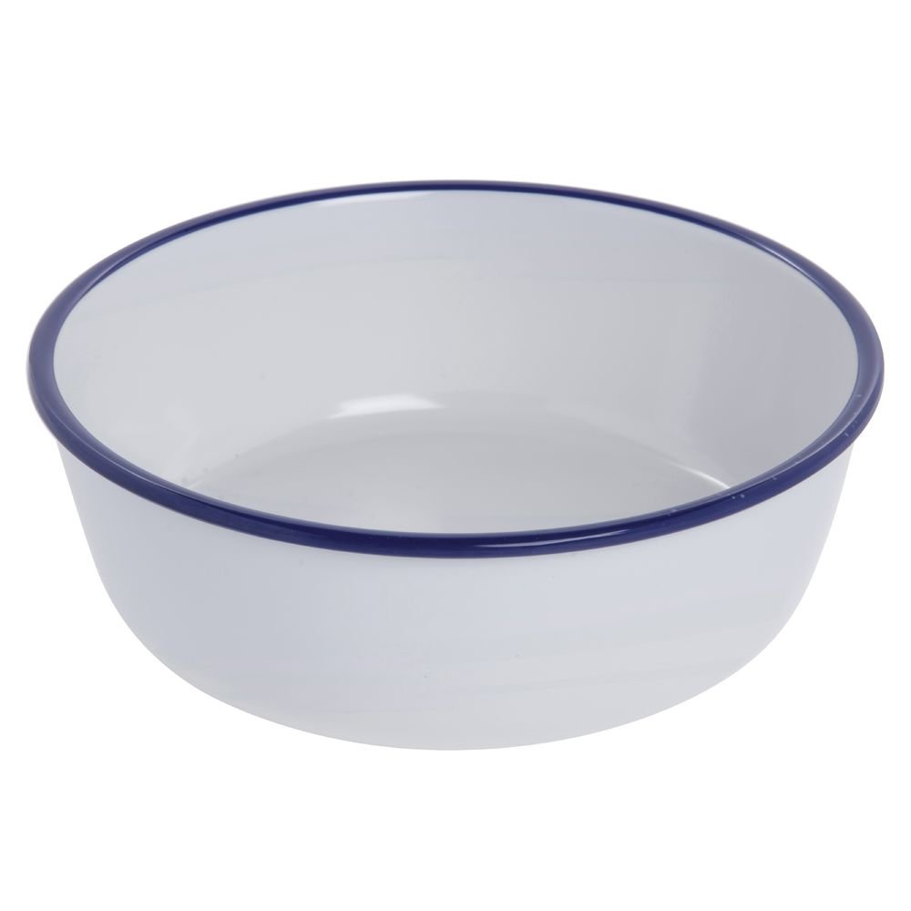 Serving Bowl Enamelware Look Melamine White/Blue 8 9/10 Dia x 3" D by HUBERT – Melamine, White, Model 234811