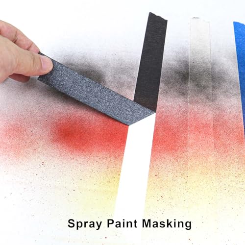 Image of 3 Pack Black Painters Tape - Masking Tape 1 inch Wide - Multi-Surface, Smart Adhesion, Indoor & Outdoor Use - Paint Tape for DIY, Labeling, Art, Car, General Purpose - 270FT Total