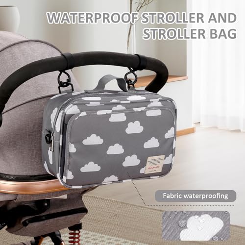 Bolsa de pañales para cochecito ideal para paseos diarios con múltiples bolsillos y correa Gcroet 6