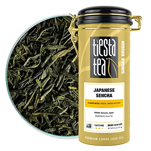 Image of Tiesta Tea - Japanese Sencha Tea, Loose Leaf, Single Origin Premium Sencha Green Blend, Medium Caffeinated, Make Hot or Iced & Up to 50 Cups, Pure Unblended, 6oz Refillable Tin