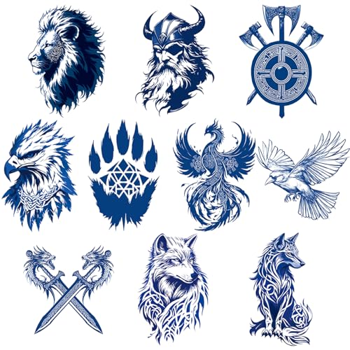 CUTELIILI Aztec and Viking Style Temporary Tattoo for Men, Tribal Totem Tattoo Sticker Fake Tattoos for the Back of Hands and Forearms