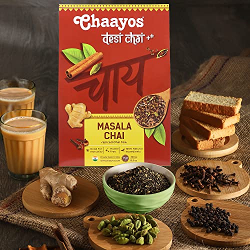 Chaayos Masala Tea 300g, Strong Chai with Goodness of Adrak, Elaichi, Tulsi, Cinnamon & Clove For Chai Lovers Across India, 100% Immunity Booster, All Natural Ingredients, Black Tea