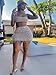 CALEBGAR Women 2 Piece Outfits Sexy Crochet Mini Dress Hollow Tassel Knitted Skirts Sets Summer Bandage Tube Tops Y2K Clubwear,Beige,S