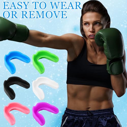 6 Pack Mouth Guard for Sports with Storage Box,Youth Mouth Guard Football Silicone Mouthguard Boxing,Unformable for Teeth - Thumbnail 5