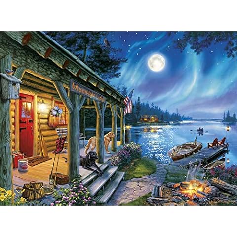Buffalo Games - Darrell Bush - Moonlight Lodge - 1000 Piece Jigsaw Puzzle , Blue Cover