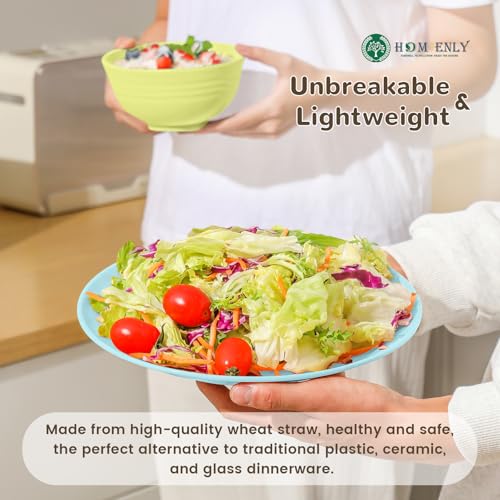 Image of Homienly 40-Piece Kichen Dinnerware Set, Wheat Straw Dinnerware Set, Plates, Bowls, Drinking Cups, Service for 8, Dishwasher & Microwave Safe Dish Set, Unbreakable Plates and Bowls Set - Memphis