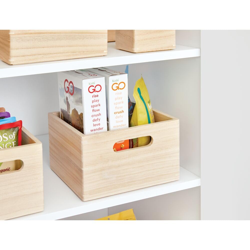 IDesign The Home Edit Contenitore In Legno Di Paulownia – Apertura Frontale, 25x25x15 Cm, Naturale - 4
