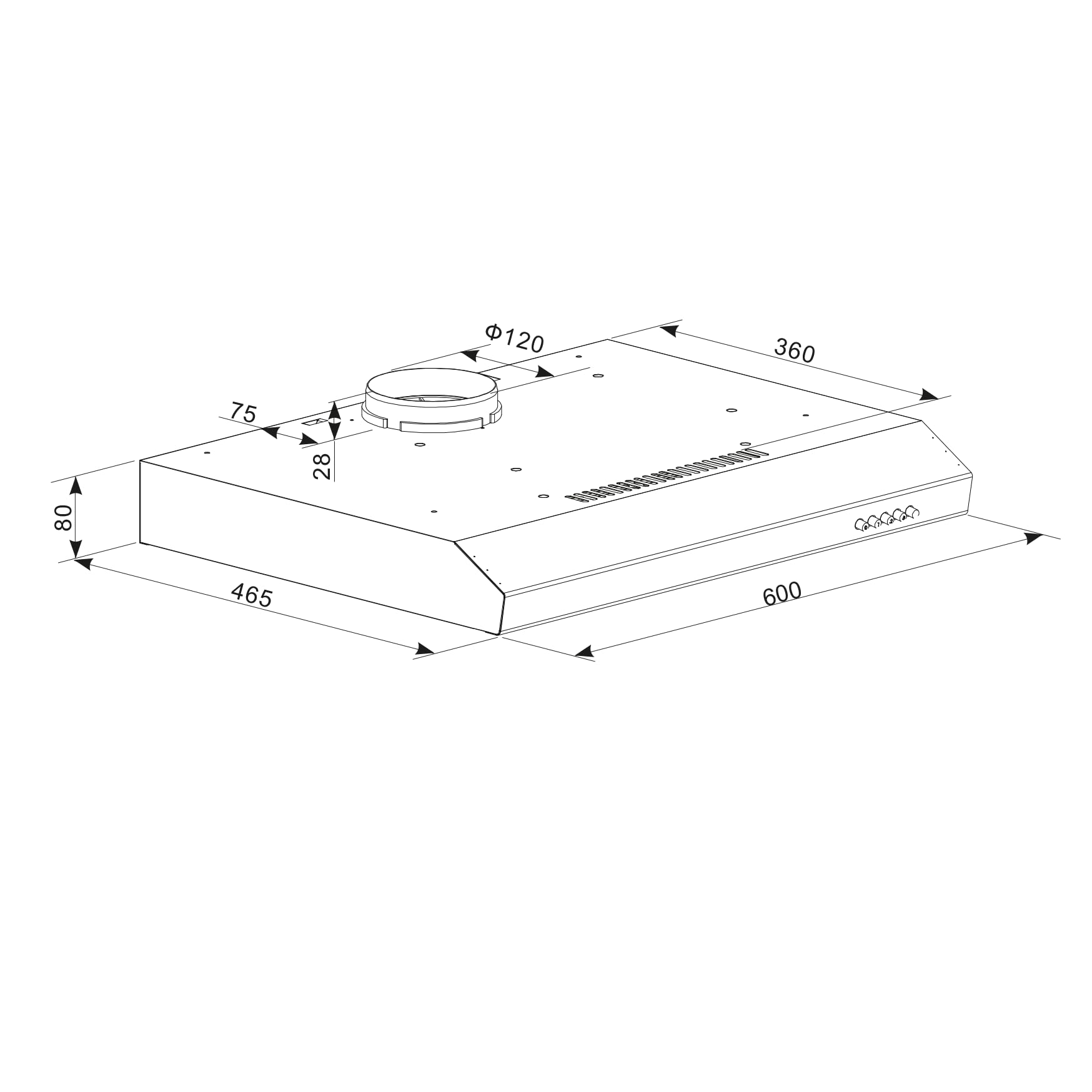 Cecotec Hotte Aspirante Conventionnelle 60 cm Bolero Flux CM 602100 Black A. Finition Peinte Noire, Aspiration 228 m³/h, 3 Vitesses, Filtre en Aluminium, Classe A, Moteur BLDC et Lumière LED