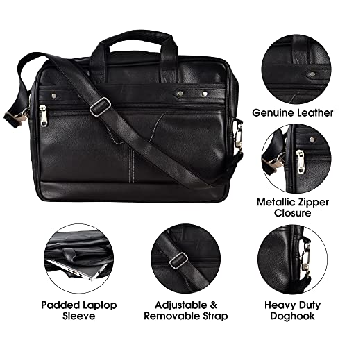 Krishna Excellency 17 Inch Leather Laptop Messenger Bag Padded