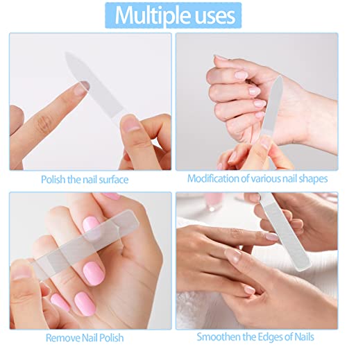 Glass Nail File Glass Manicure Pedicure Crystal Nail File And Buffers Glass Nail File Nano Nail Files For Natural Acrylic Nails Fingernail Files Manicure Tool With Case (5 Pcs) #TOP5