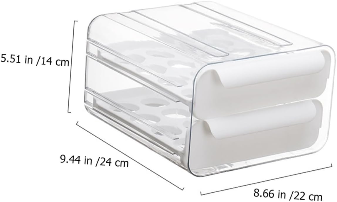 Fridge Egg Organizer 32 Egg Storage Bin Pull Out Double Layers Kitchen Organizers and Storage