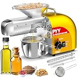 PYY Oil Press Machine - Upgrade 1800W Automatic Electric Oil Expeller, Cold & Hot Press Stainless Steel Extractor for Peanut, Flaxseed, Olive, Kernel, Nuts & Seeds, Household Use