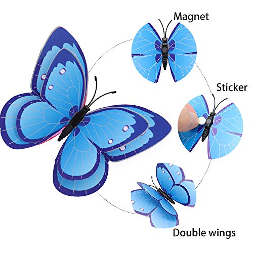 Adesivo de parede borboleta 3D para decoração, 24 peças, decalques de janela artificiais removíveis,
