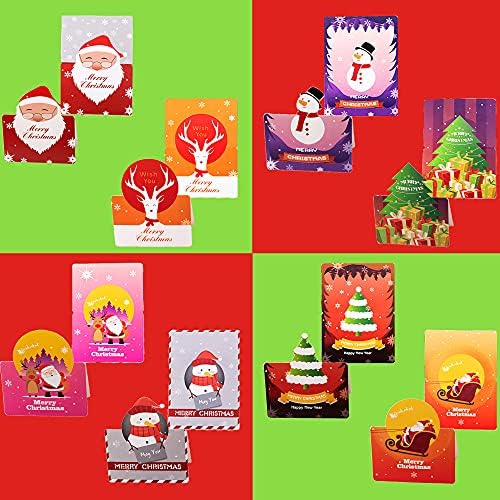 Yingzhou Christmas Cards and Colorful Envelopes,Xmas Greeting Cards Set -24 Small Christmas Greeting Cards / 24pcs Merry Christmas Sealing Stickers,7 x 9.5 cm(3D 24pcs Green)
