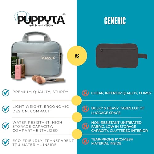 Image of Water Resistant Toiletry Pouch for Men & Women - Travel Pouch Bag for Men with Hanging Hook, Multi-Compartment Organizer, Lightweight & Spacious | Medicine Pouch for Travel | Free Travel E-Book