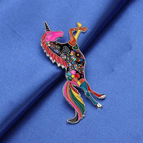 Image of DUOWEI Dainty 6 Colors Unicorn Horse Brooch Fancy Unicorn Lapel Pin Clothes Scarf Accessories for Women Girls Jewelry Gifts