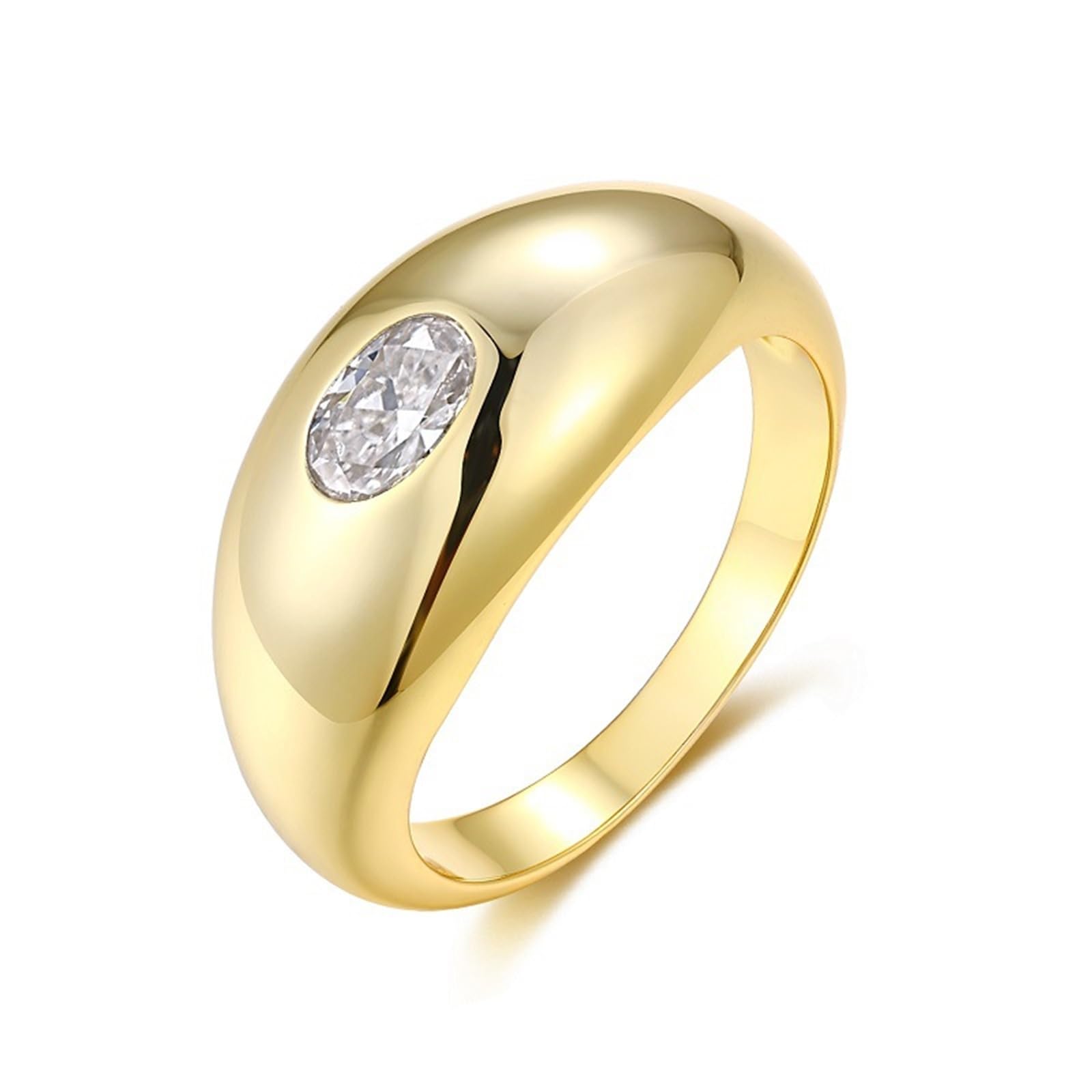 Anillos de compromiso de oro, oro amarillo, anillos gruesos de oro auténtico, anillos de boda con moissanite 0,5 ct para mujer