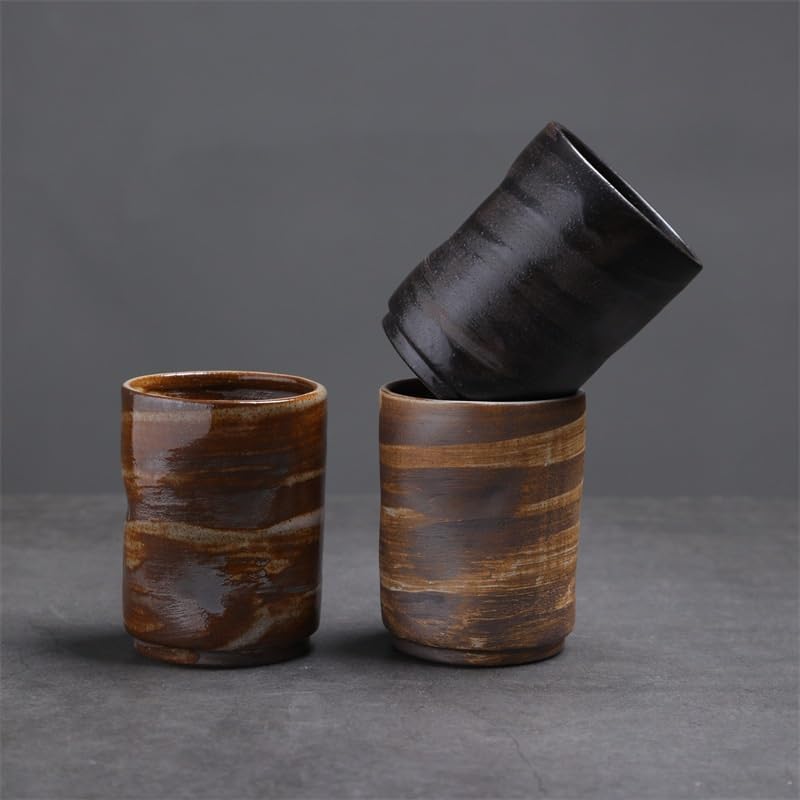 Tea Cup Retro Small Capacity Ceramic Handmade Mug Stoneware Espresso Breakfast Creative Soaking Container(B)