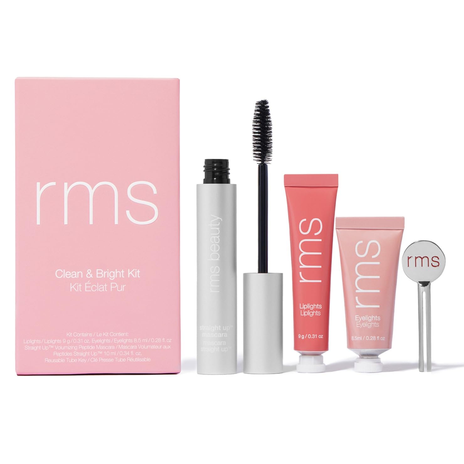 RMS Beauty Clean & Bright Makeup Kit – Makeup Starter Kit, Volumizing Mascara, Cream Eyeshadow, & Lip Gloss, Clean Beauty Makeup Gift Set, Makeup Set