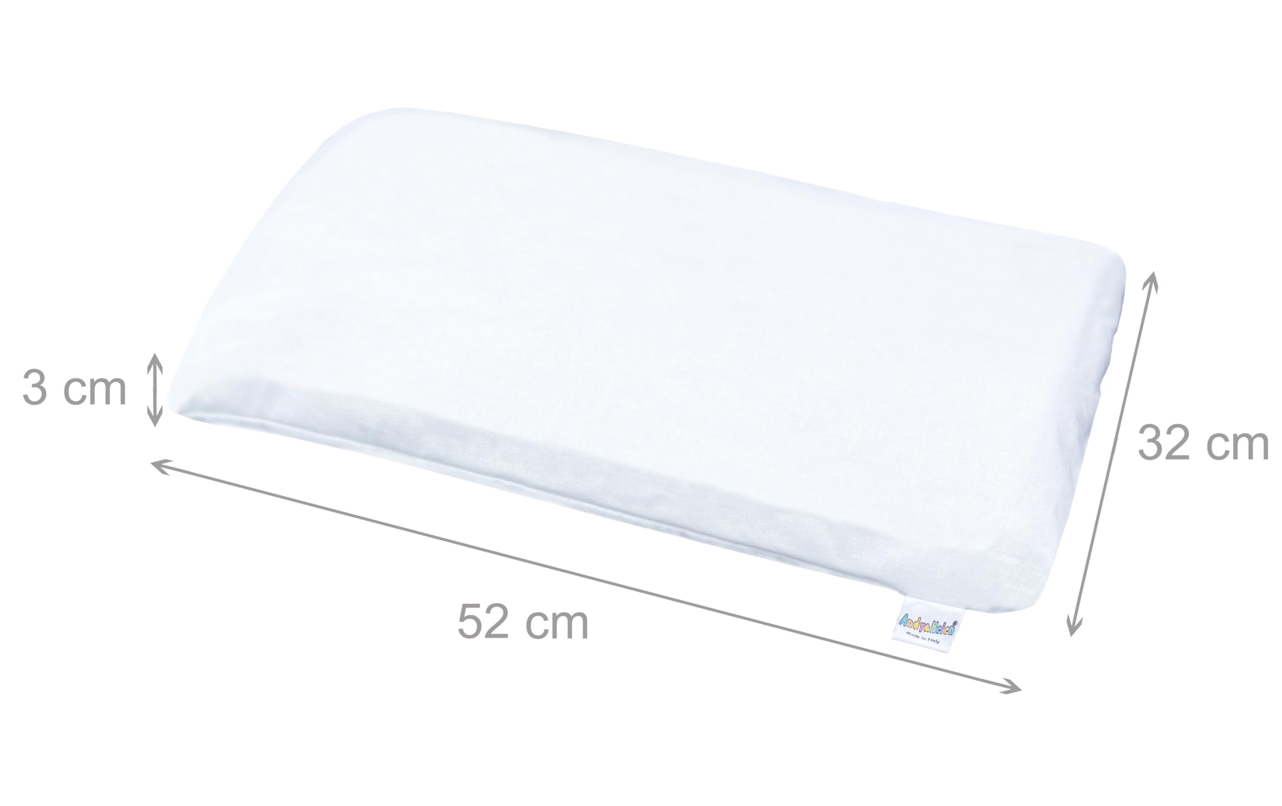 Andy & Helen - Cuscino Lettino Bambino Antisoffco per lettino con sbarre con fodera in Cotone OEKO-TEX® - 52x32x3 cm