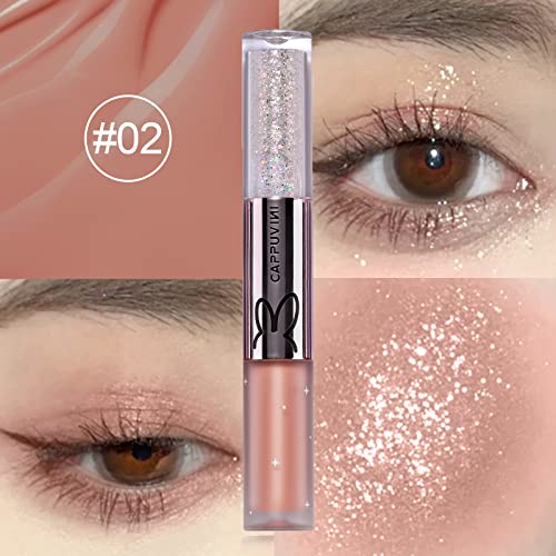 Sumeitang Liquid Eyeshadow, Double Headed 2 In 1 Matte Eyeshadow Glitter Eyeliner Kit, High Pigmented, Blendable, Shimmer Glitter Eye Liner Cream Eye Shadow Stick, Create Multi Dimensional Eye Makeup #TOP3