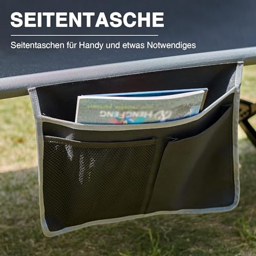 EVER ADVANCED Feldbett Klappbar 214cm x106cm 300KG Belastbar Klappbett XXL Groß & Breit Stabiles Campingbett für Camping Reisen Indoor Outdoor Strand und Garten