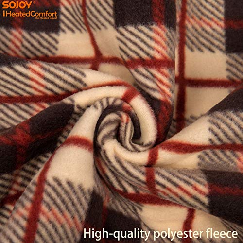 Sojoy Heated Blanket, Electric Blanket Throw 40"X60", 3 Fast Heating Levels,30'/45'/60' Min Auto Off, Ul Certification, Overheating Protection, Fleece Heating Blanket(Checkered Cream&Tan) #TOP3