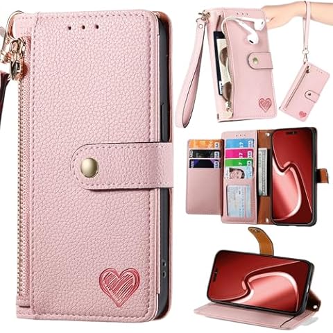 GuluGuru for Nokia G60 Leather Phone Case Wallet Zipper Pocket Pouch Folio Flip Cover Kickstand, Multi Anti-Theft Card Holder Cash Slot, Double Magnetic Buckle, Wrist Lanyard Cover