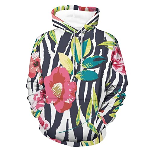 Sweat à Capuche fleurs en aquarelle UMENG Pull chaud manche longue et coupe confort