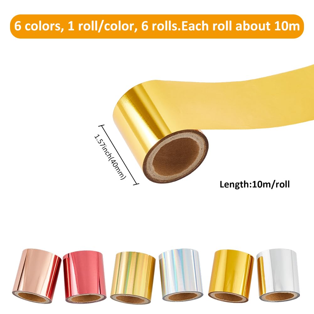 SUPERFINDINGS 6 Rotoli Lamina in Oro di Trasferimento A Caldo 4cm Larghezza Lamina Trasferimento Calore Stampa A Caldo Carta per Carta Artigianale Biglietti d'auguri 10m/Roll