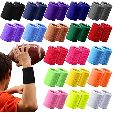 38 Pieces Colorful Sports Wristbands Basketball Sweatband Wristbands Wrist Sweat Band for Women Multi Color Kids Sweatbands Sports Fan Wristbands for Men Youth Girls Boys Football Costume Accessories Cover