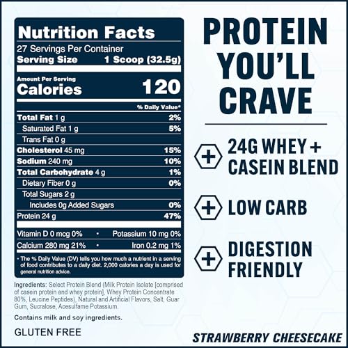 Image of PEScience Select Protein Powder, Whey and Casein Blend, Gluten Free, Low Carb Protein Powder for Women and Men, Low Calorie, Keto Friendly - Strawberry Cheesecake, 27 Servings