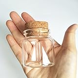 Luo House 3pcs 50ml Small Glass Bottles Vials Jars Glass with Cork Stopper Storage Bottle 50ml 47x50mm(1.85x1.96inch)