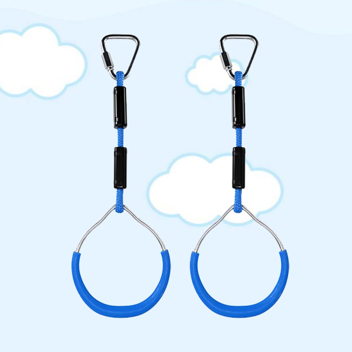 ORFOFE 2 Piezas Anillos Gimnasia Infantiles Columpio y Anillas Fitness Resistentes para Juegos al Aire Entrenamiento y Escalada Color Azul