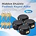 Pomunty 4 Pack Trailer Door Locks Keyed Alike Heavy Duty Hockey Puck Locks Reinforced Hidden Shackle Padlocks w/8 Keys Solid Steel Lock for Trailers Trucks Vans Shed Gates Garage