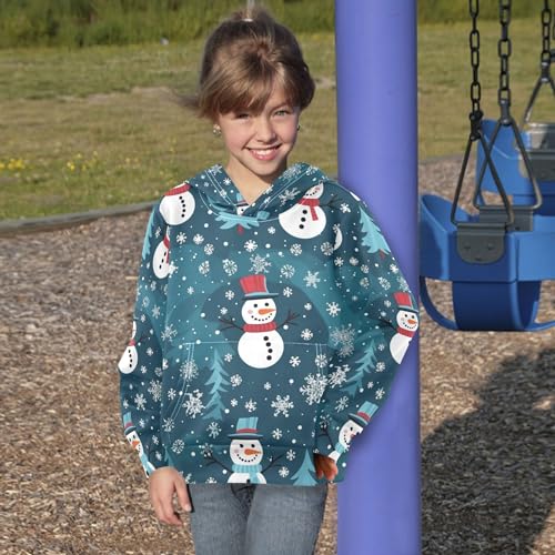 Kids Hoodies Sweaters Christmas Snowman Hooded Sweatshirts with Big Pockets for Boys Girls B04000334