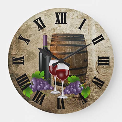 Moonluna Vintage Grap Wine Barrel Silent Wall Clock For Women Christms Clock Gift Battery Operated For Living Room Kitchen Bedroom 12 Inches #TOP6