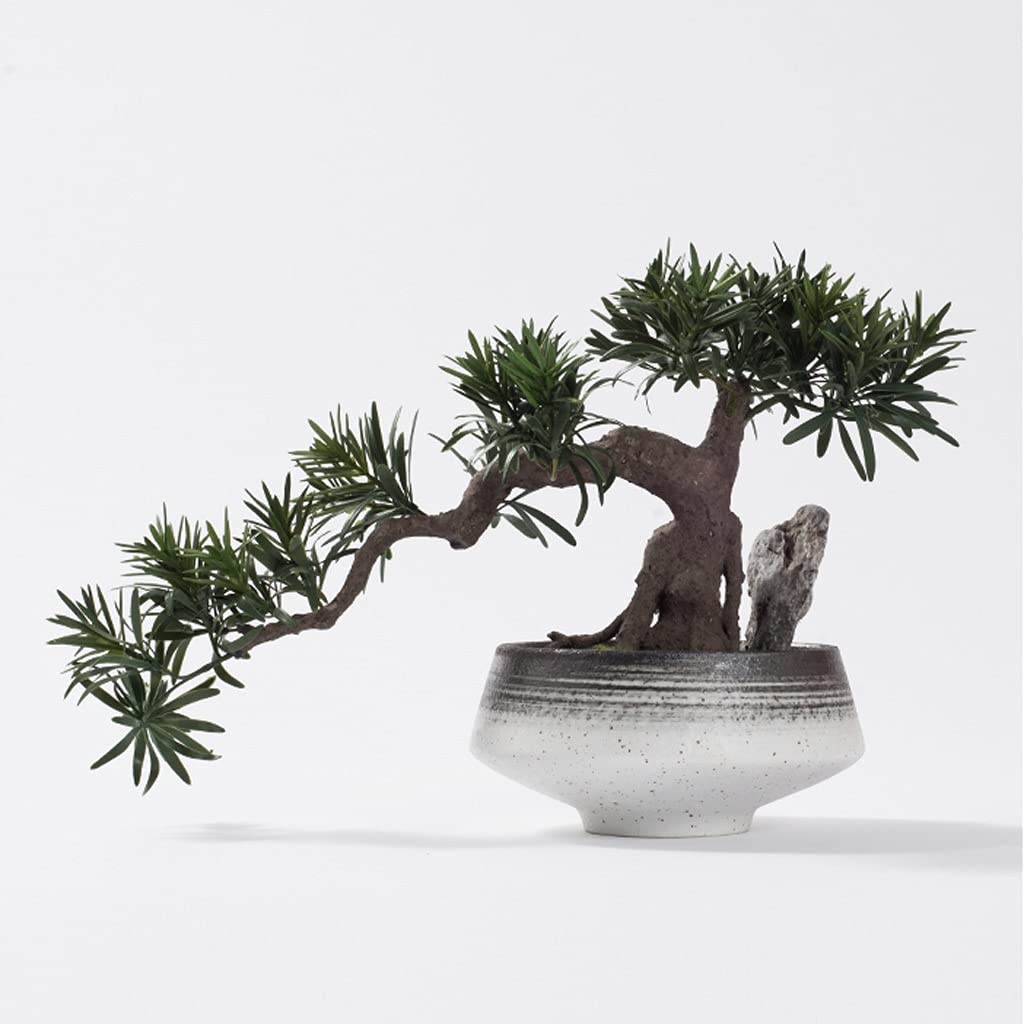 IUokLU Bonsai Tree Simulation Welcome Pine Luohan Pine Fake Plant Hotel Front Desk Bonsai Ornament Zen Green Plant Decoration