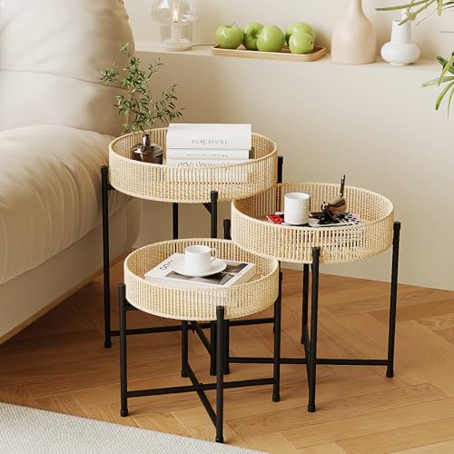 Bamworld Rattan Nesting Side Tables Set of 3